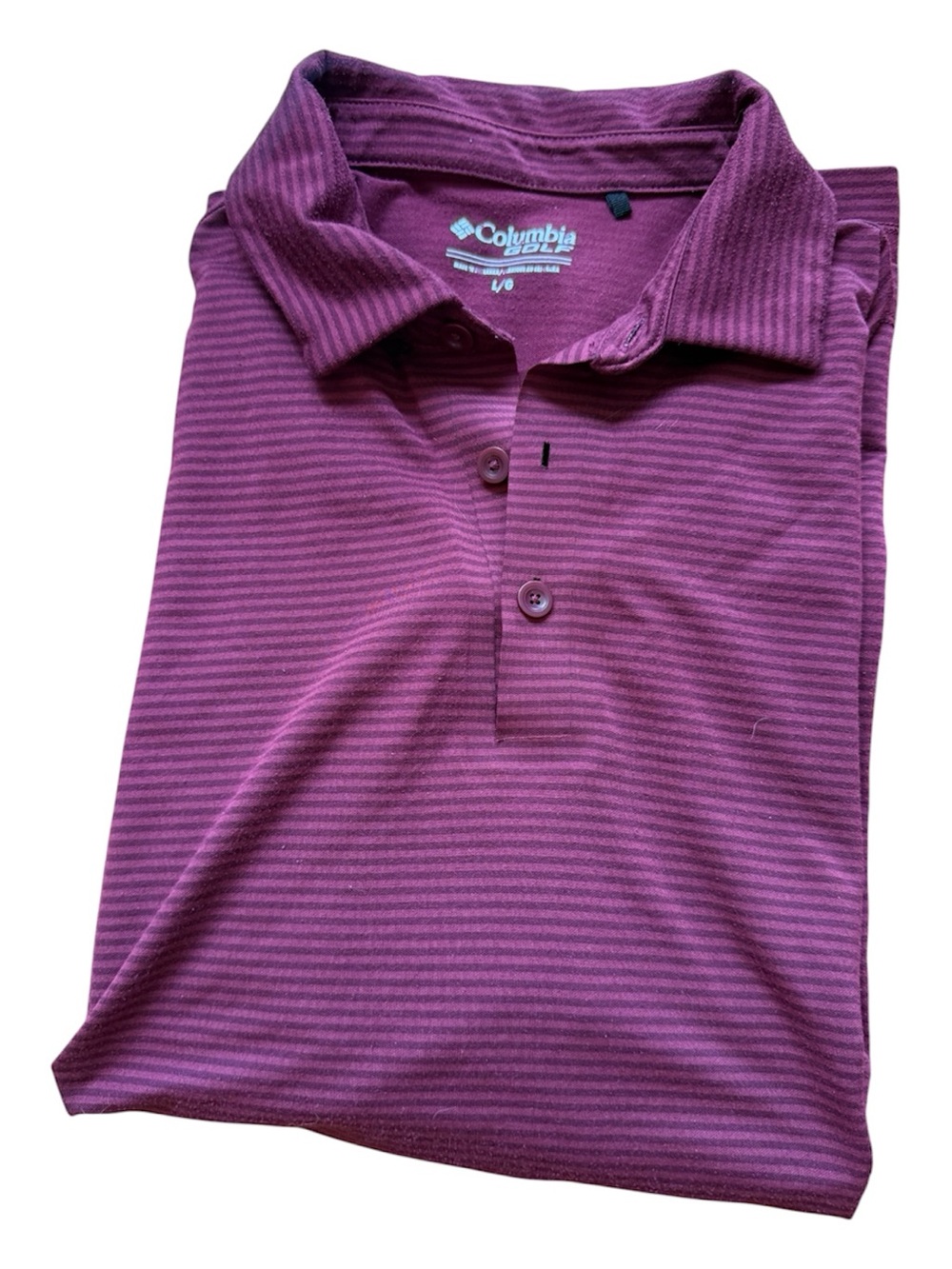 Columbia Men's Purple Striped Polo Shirt Size L - Picture 7 of 7